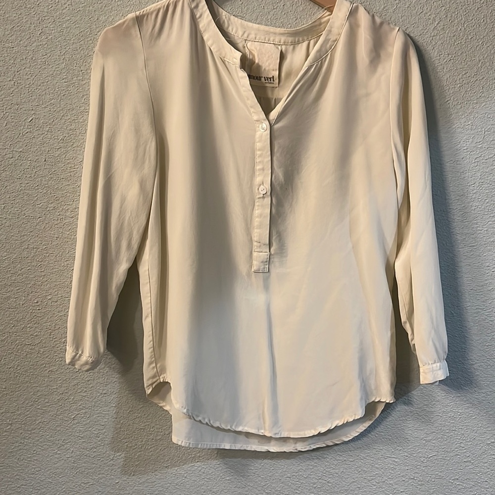 Amour Vert Cream Silk Blouse